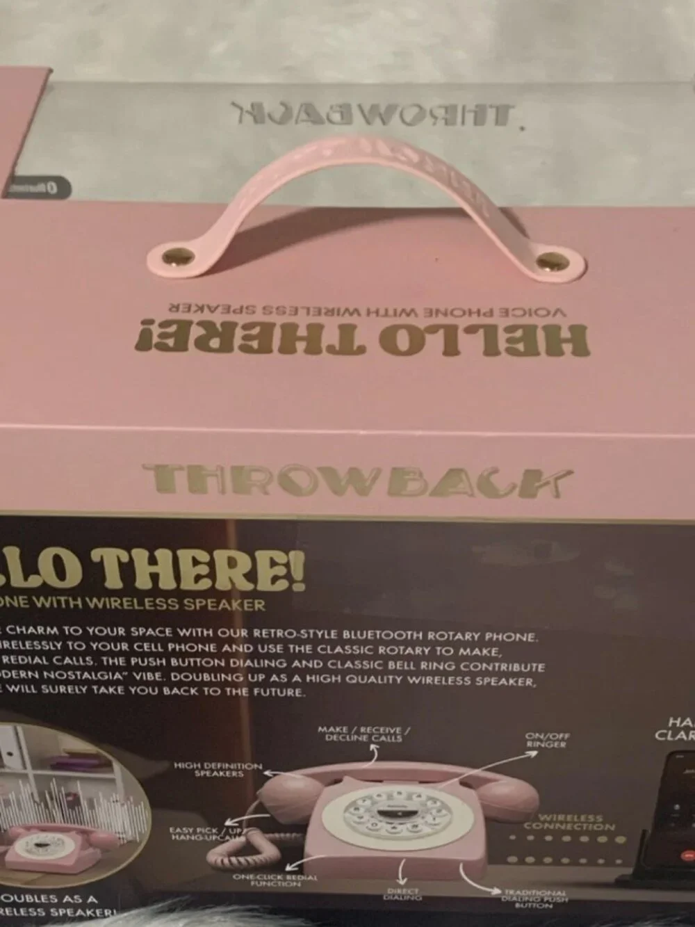 Throwback Retro Rotary Wireless Phone Speaker - Pink